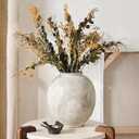 Large White Ceramic Vase - 9.8 Inch Rustic Farmhouse Flower Vase for Home Decor, Minimalist Tall Vases for Living Room, Table, Bathroom, Holiday & Weddings (Sandstone Yellow)