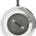 Universal Pans Pots Lid Cover Fit All 8.25 Inch to 12 Inch Pots/Pans/Woks Stainless Steel and Glass Lid with Heat Resistant Knob, Black