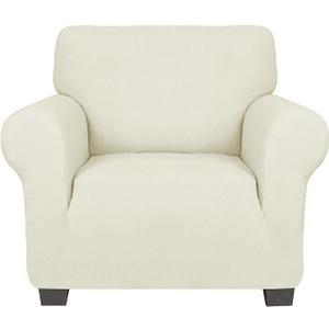 ZNSAYOTX Chair Slipcovers with Arms for Living Room High Stretchy Spandex Pet Friendly Armchair Furniture Protection Covers Washable (Light Beige, Chair) (Small)