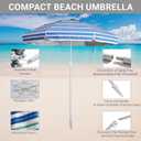 LOTTAFUN 6.5ft Beach Umbrella - Heavy Duty Wind Resistant UV 50+ Portable Sun Shade with Sand Anchor & Carry Bag, Outdoor Folding Umbrella for Beach, Pool, Patio, Garden (Blue diagonal strip) No Tilt