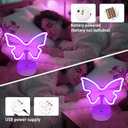 Purple Butterfly Neon Sign Lights - 2 Pack Butterfly Decorations for Girls Bedroom Battery/USB-Powered Purple Room Decor, Aesthetic for Room, Home, Party, Nursery