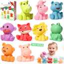 Baby Bath Toys for Babies 6-12 Months | Sealed, No Hole & Mold Free Bath Toys for Toddlers | Soft & Safe Floating Bathtub Water Pool Toys for Babies, 9 PCS Wild Animals Tub Toys
