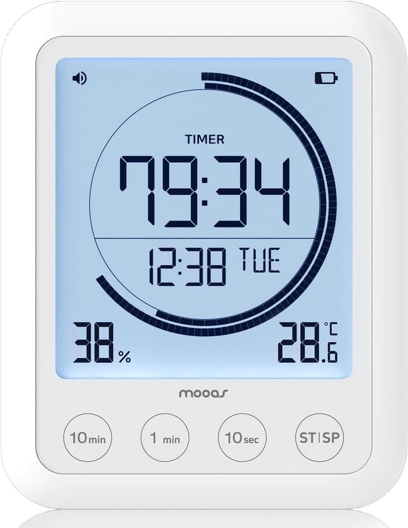 ooas Visual Shower Clock Digital Bathroom Shower Clock Waterproof Shower Timer, Temperature & Humidity, Large Backlit Display, Countdown Countup Productivity Timer for Kitchen & Bathroom ooas Visual Shower Clock Digital Bathroom Shower Clock Waterproof Shower Timer, Temperature & Humidity, Large Backlit Display, Countdown Countup Productivity Timer for Kitchen & Bathroom