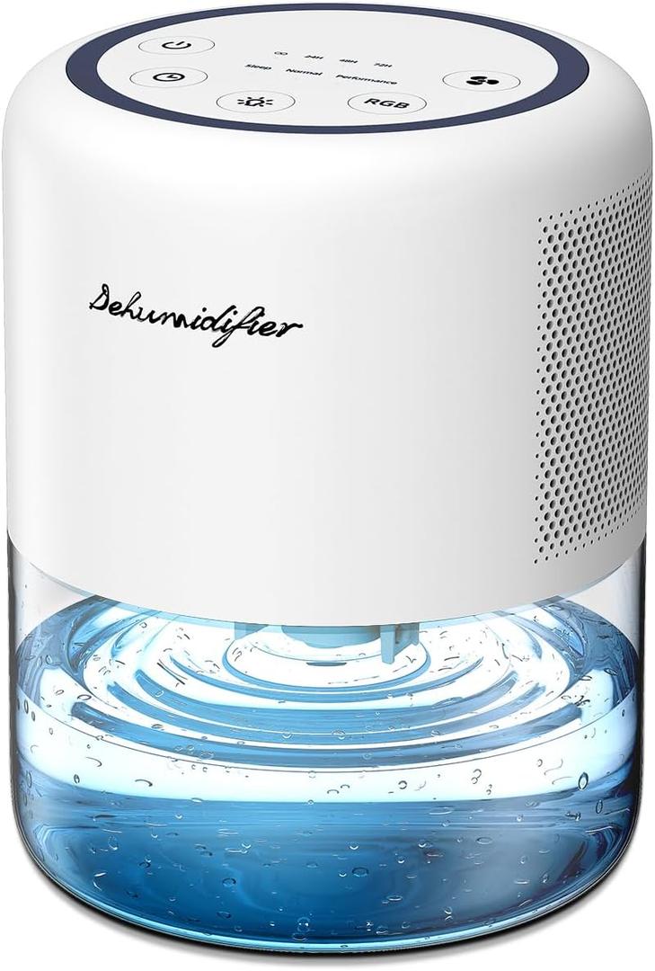 44oz(1.3L) Small Dehumidifier for Home Auto-Off Quiet Portable Dehumidifier with 3 Modes 10 Color Lights 4 Timer Settings for Bedroom Bathroom Closet (215 sq.ft)