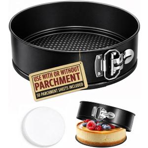 7 Inch Springform Pan for Instant Pot 6, 8 Qt Pressure Cooker 50Pcs Parchment Paper Baking Mold Round Leakproof Nonstick Removable Bottom Bakeware for Cake Cheesecakes Pizza and Quiches Accessories