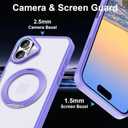 ZHK 360 Rotatable Ring for iPhone 16 Case Magnetic, [Military Grade Drop Proof] [Translucent Frosted Back Panel] Slim Non-Slip Matte Phone Case for iPhone 16 6.1'', Light Purple