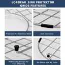 Lordear Sink Protectors for Kitchen Sinks, Universal Bottom Grid 26 x 14 Inch 304 Premium Stainless Steel Protector Grid Sink Grate Rack - Center Drain