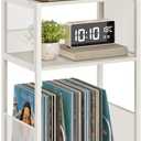 VASAGLE Record Player Stand, 3-Tier Side Table, Vinyl Record Storage up to 100 Albums, End Table for Living Room, Bedroom, Rustic White ULET275W01