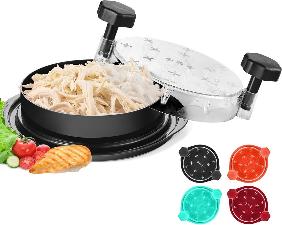 Chicken Shredder Tool Twist: 2026 Pro Food-Grade Visible Meat Shredder with Strong Anti-Slip Base, Ergonomic Handle, Chicken Breast Shredder, Suitable for Pork Beef Chicken - Black