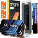 Elecshion 4 Way 360 Anti Spy for iPhone 17 Pro Max Privacy Screen Protector + Camera Lens Protector (2+2), Auto-Align Kit, 10X Military Shatterproof Anti Peep Tempered Glass Film for 17 Pro Max