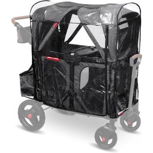 Rain Cover for Baby Stroller Wagon, Baby Travel Gear Bag, Wagon Stroller Summer Essentials, Newborn Essentials, Radio Flyer Rain Cover with Bag for Voya Stroller Wagons (2 Seats, High Sides)