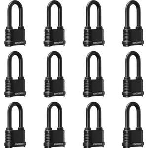CINCINNO Weatherproof 4 Digit Combination Lock, Heavy Duty Combo Lock with Long Shackle for Outdoor Shed, Garage, Gate, Fence, 12 Pack