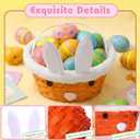 Didaey 12 Pcs Wicker Easter Basket with Rope Handles Woven Bamboo Easter Basket with Grass Raffia Filler Cute Rabbit Picnic Hamper for Egg Hunt Party Gifts (Rainbow)