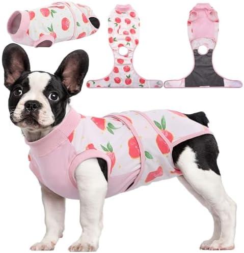 Kuoser Recovery Suit for Dogs Cats After Surgery, Professional Pet Recovery Shirt Dog Abdominal Wounds Bandages, Substitute E-Collar & Cone,Prevent Licking Dog Onesies Pet Surgery Recovery Suit Size M