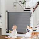 PRObebi Retractable Baby & Dog Gate - Extends to 54" Wide, 34" Tall - Stair, Doorway & Hallway Use
