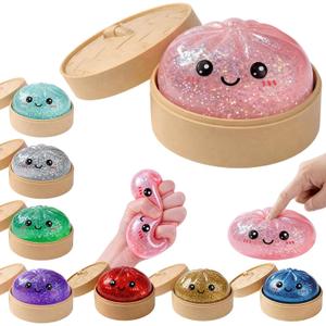 Glitter Dumpling Squishy Mystery Box Squeeze Toy, Easter Squishy Dumpling Fidget Toys for Adults, Stress Relief Sensory Toy(Pink)