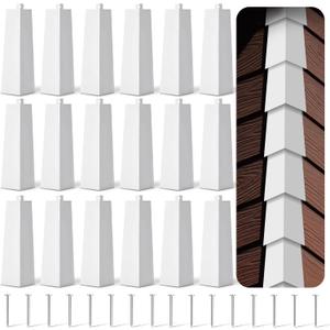 Therwen 16 Pcs Aluminum Siding Corners 8 Inch Outside White Corner Caps Smooth Siding Trim, Metal Nails Included for Mobile Home House Exterior