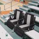 GREEN PARTY Stadium Seat for Bleachers Portable Outdoor Floor Folding Stadium Chair with Armrest, Back Support, Cup Holder, Mesh Bag and Hide Hooks