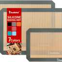 Silicone Baking Mat, Katbite Large Baking Mat Set of 3-2 Half Sheets Mats (11 5/8" x 16 1/2") + 1 Quarter Baking Sheets, Reusable & Nonstick Bakeware Mats for Cookies, Macarons, Bread and Pastry (Gray)