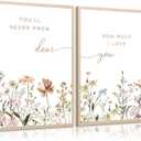 Girl Nursery Floral Wall Art Decor Boho Wildflower Canvas Wall Decor Baby Girl Room Flower Poster Vintage Nursery Botanical Art Prints Pink Coastal Pictures for Toddler Bedroom 12x16x2 Inch Unframed