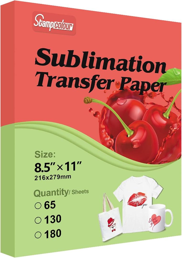 Sublimation Paper Heat Transfer Paper 8.5x11 inch A4 130 Sheets for Any Epson HP Canon Sawgrass Inkjet Printer with Sublimation Ink for Mug, T-Shirt,Light Fabric DIY 125gsm