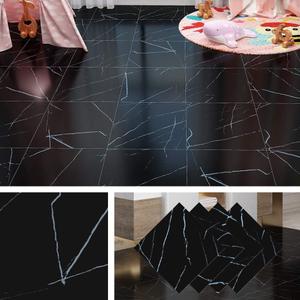 Livelynine Black Peel and Stick Floor Tile 32-Pack 12x12 Black and White Marble Vinyl Flooring for Kitchen Basement Bathroom Floor Tiles Peel and Stick Waterproof Self Adhesive Laminate Flooring