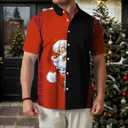 Deer Lady Mens Christmas Shirts Short Sleeve Button Down Shirts Funny Xmas Santa Hawaiian Shirt (XXL)
