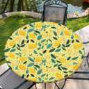 Waterproof Tablecloth with Elastic Tablecloth for Round Tables 36"-70" for Indoor Outdoor Patio Use, 36Inch, Lemon