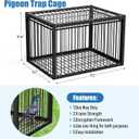 Pigeon Trap Cage Bird Traps for Small Birds with One-Way Entry Trapping for Quail Chicks Doves Feral Cat Pigeon Coop