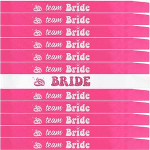 12 PCS Bride Sash Bachelorette Party Bride to Be Team Bride Sashes Maid of Honor Bridesmaid Sash for Bridal Shower and Hen Party Decorations Favors,Pink Silver