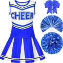 Cheerleader Costume for Girls Cheerleading Outfit Cheer Leader Dress for Halloween Party (4T/110, Blue)