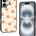 Cute Funny Teddy Bear Bow Phone Case: Kawaii Cartoon Brown Aesthetic Compatible for iPhone 16 Case for Women & GirliPhone 16 (5)