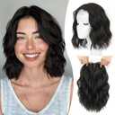 MORICHY Hair Toppers for Women With Thinning Hair 10 Inch, 360 3D Synthetic Lightweight & Breathable Short Wavy With 6.5"x6.5" Base, Quick Styling for Daily Wear (Black brown)