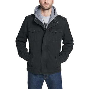 Levi's Men's Washed Cotton Hooded Military Jacket Size XL