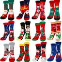 Haawooky 12 Pairs Christmas Socks,Fun Colorful Holiday Socks,Novelty Cozy Crew Sock Set for Women,Men,Funny Xmas Gifts