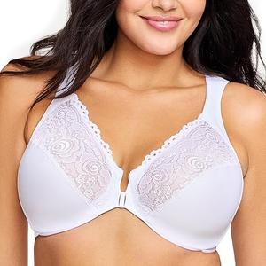 Glamorise Women's Elegance Front Close Underwire Bra, White,
 40D