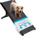 BIRDROCK HOME Adjustable Pet Ramp for Small Dogs, Cats, Puppies - Foldable Wooden Dog Ramp for Couch, Bed, Car - Indoor or Outdoor- Safe, Portable, Non-Slip Carpet - 16", Espresso