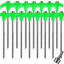 Pack of 15 Screw in Tent Stakes Heavy Duty, 8Drill in Style Ground Anchor Pegs with Hex Nut Driver.
