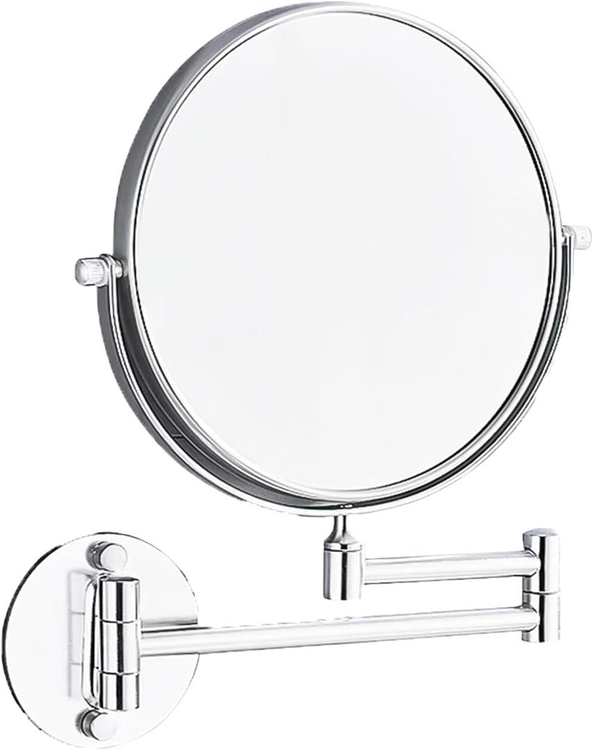 NeilBee 8 Wall Mounted Makeup Mirror 10X Magnification Double Sided Vanity Makeup Mirror, 360 Swivel Extendable Vanity Mirror with Adjustable Arm for Bathroom Daily Use