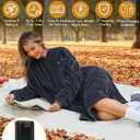 Wearable Heated Blanket Hoodie with 16000 mAh Battery,Cordless Heating Throw,Electric Shawl Robe with Sleeves,Gift for Family