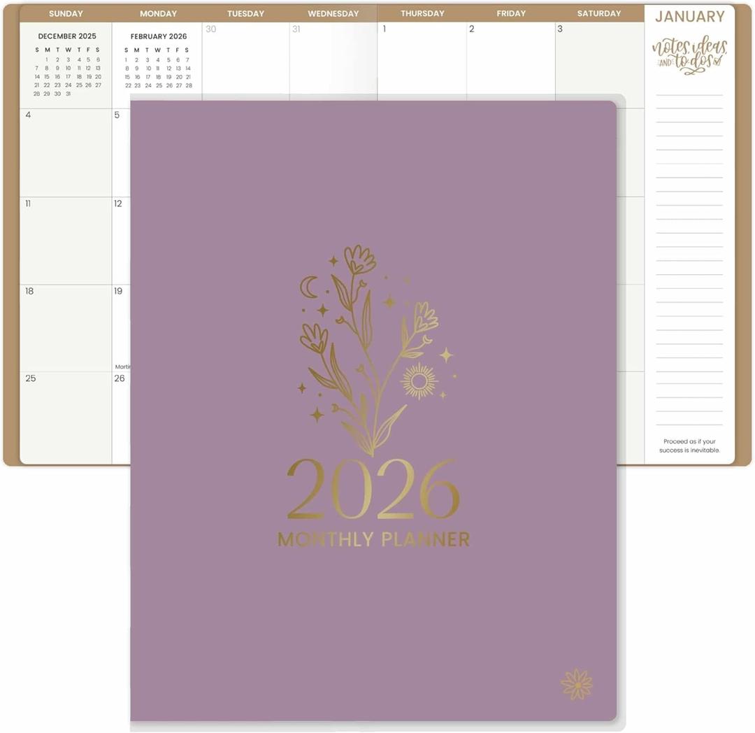 bloom daily planners 2026 Monthly Planner Calendar Book (January 2026 - December 2026) - Large 9 x 12 Floral Agenda Schedule Organizer - Gold Floral Stamp