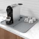 Silicone Coffee Mat,16'' x 16'' Coffee Bar Mat with Detachable Dish Drying Mat for Kitchen Countertops,Coffee Bar Accessories Fit Under Coffee Maker Coffee Machine Espresso Machine Dish Rack