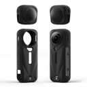 K&F CONCEPT Black Silicone Sleeve Case for Insta360 X5, Soft Protective Case with Lens Cover, Battery Side Open, All-Round Protect Action Camera Accessories