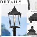 zeyu Black Outdoor Post Lights, 22 Inch Pole Lights Outdoor, Lamp Posts Outdoor Lighting for Patio Pathway, Die-Cast Aluminum with Seeded Glass Shade, ZW105P-M BK, 22 Inch - No Function