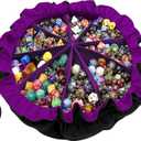 SIQUK Large Dice Bag with Pockets Drawstring Dice Bag DND Dice Storage Bag Big Capacity Dice Pouch for RPG MTG Table Games, Hold over 300 Dice (Black & Dark Violet)