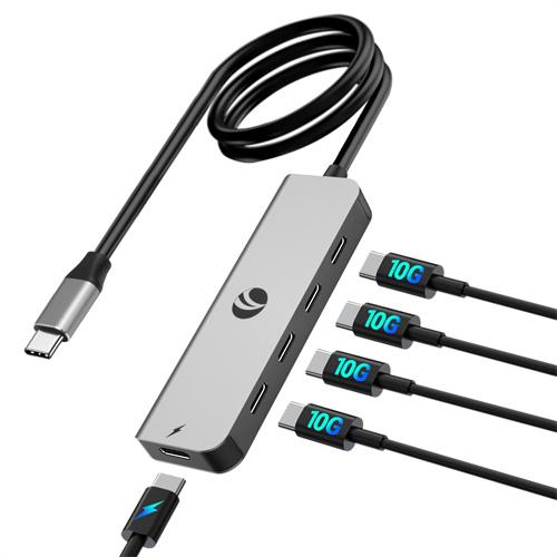 VCOM 10Gbps USB C Hub，5 Ports USB Splitter with 100W Power Delivery，Portable USB C Multiport Adapter Compatible with MacBook Pro/Air, Surface Pro, Dell, HP, Microsoft, Not Support Monitor (Blue)