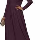 KOH KOH Womens Long Full Sleeve Sleeves Flowy Empire Waist Fall Winter Modest Formal Floor Length Abaya Muslim Bridesmaid Bridal Gown Gowns Maxi Dress Dresses, Sangria Wine, L, 12-14