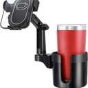 Benlari Upgraded Car Phone Holder - 2 in 1 Adjustable Cup Holder Expander Support 360 Degree Rotation - Car Cup Holder Phone Mount Compatible with All Smartphones