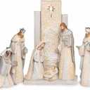 Roman 7 Piece Nativity Figurine Set with Backdrop 13.5"