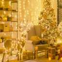 JMEXSUSS Connectable Warm White Christmas Lights Indoor Outdoor, 91.5ft 250 LED Christmas String Lights, 8 Modes Twinkle String Light Plug in for Tree Party Decoration